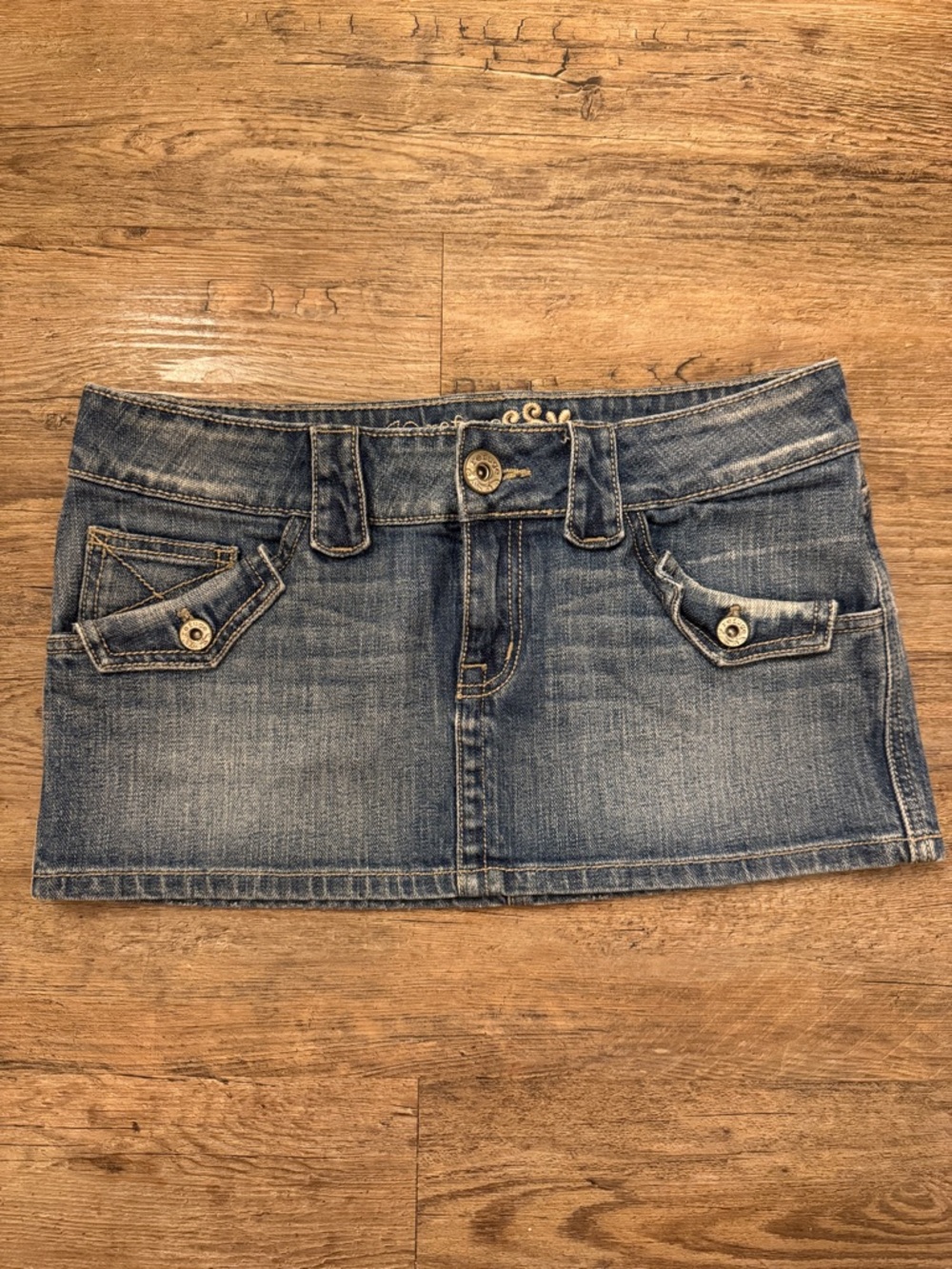 refuge Denim Mini Skirt in Faded Blue